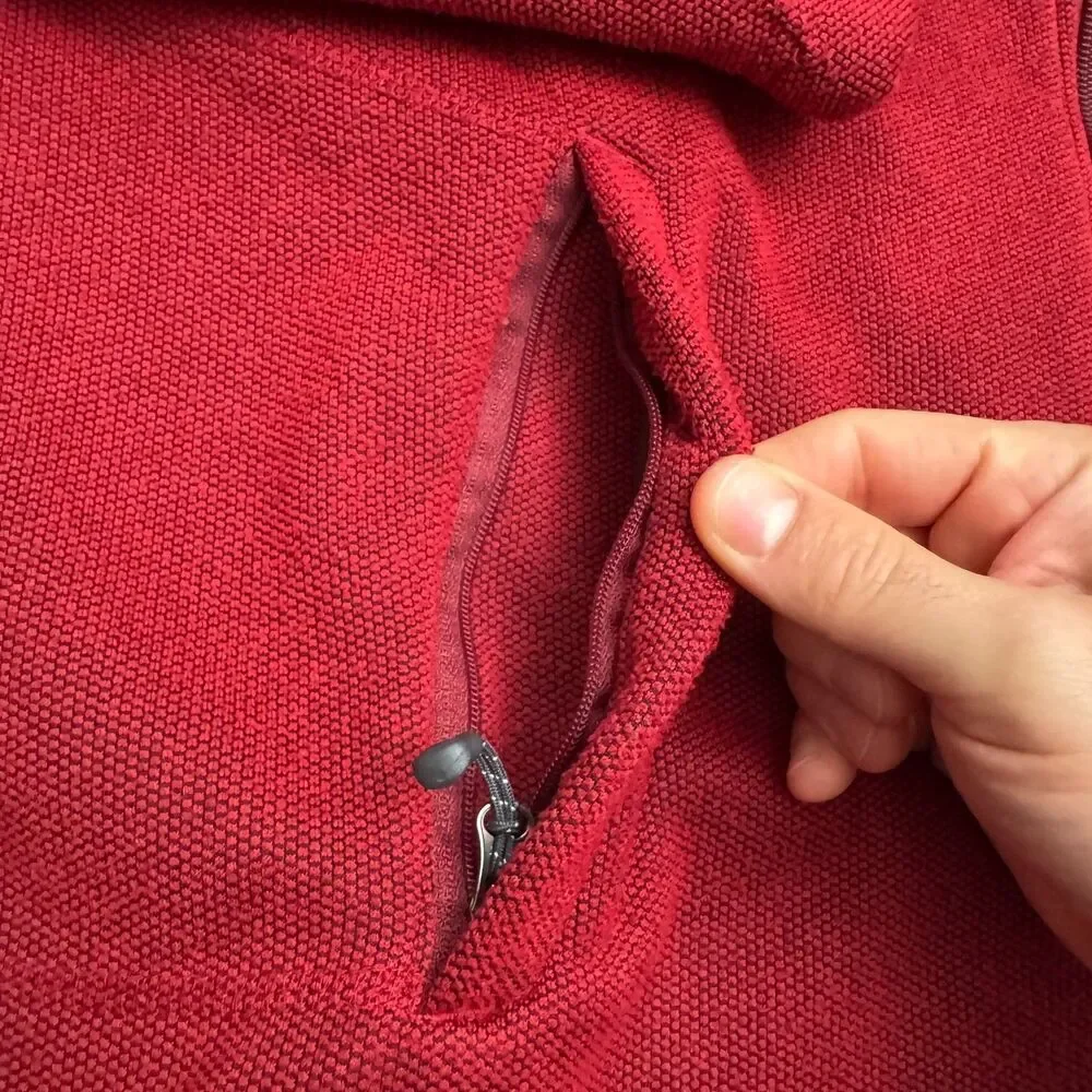 Port Authority Xfinity Pique Fleece Jacket Men Small Red Full Zip Pocket Outdoor